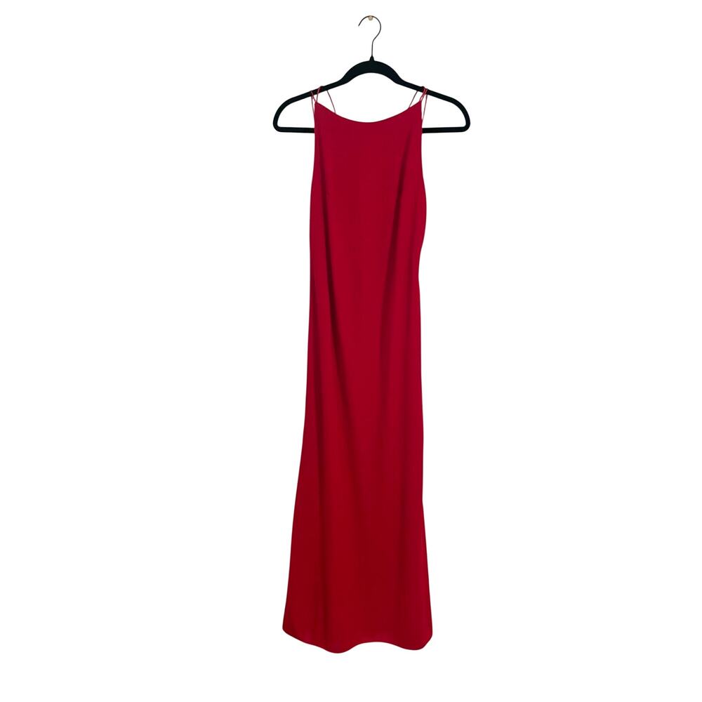 Vintage Hugo Buscati Red Maxi Slip Dress Strappy Open Back Minimal 90s Size 4